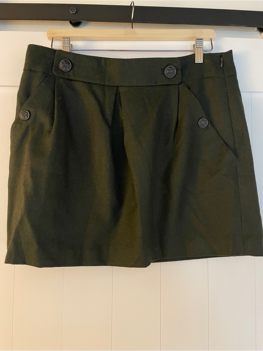 Banana Republic Olive Green Mini Skirt with Button Details